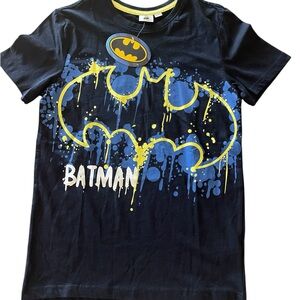 Batman Black Tee with Blue and Yellow Logo